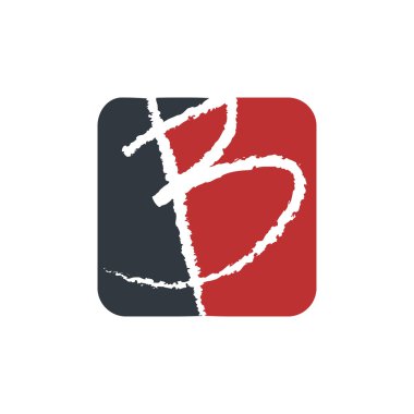 Yaratıcı mektup B sembolü. Soyut el resimde çekilmiş. Logo şablonu