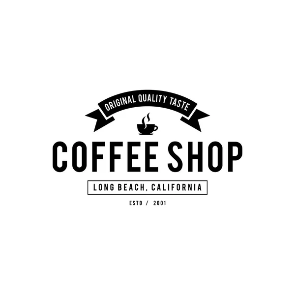 Coffee Shop Logo, kubek, fasola, Styl vintage obiektów retro wektor ilustracja. — Wektor stockowy