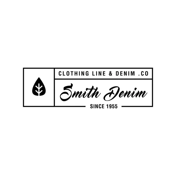 Vintage denim jeans frame logo. Classical Clothing line label — Stock Vector