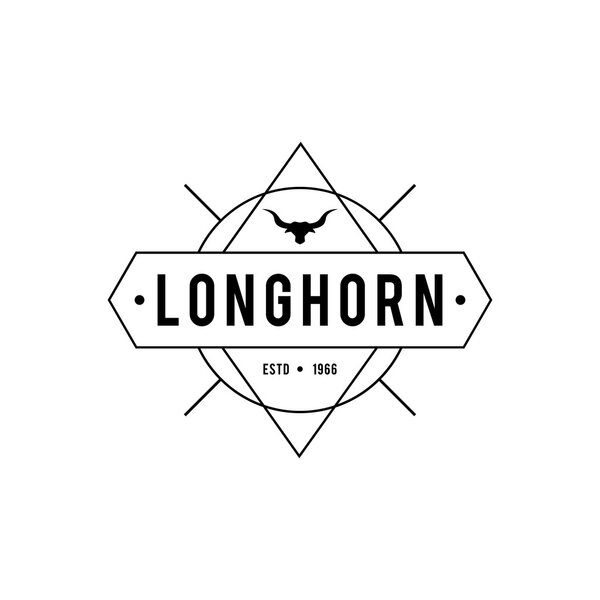 Vintage label with silhouette of bull head. Texas Wild West Theme. Vector illustration