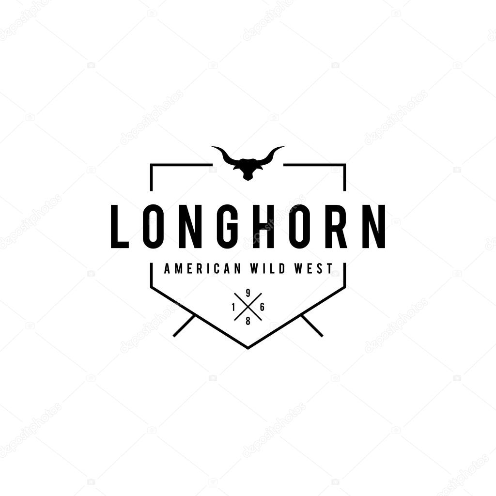 A great illustration for vintage and retro label of wild west, american denim, longhorn bull head.