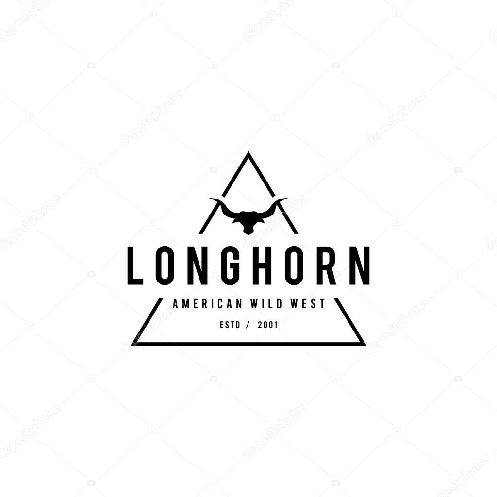 A great illustration for vintage and retro label of wild west, american denim, longhorn bull head.