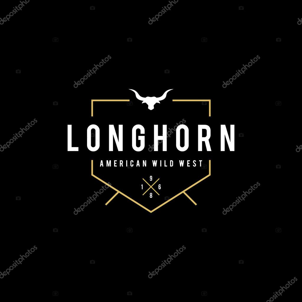 A great illustration for vintage and retro label of wild west, american denim, longhorn bull head.
