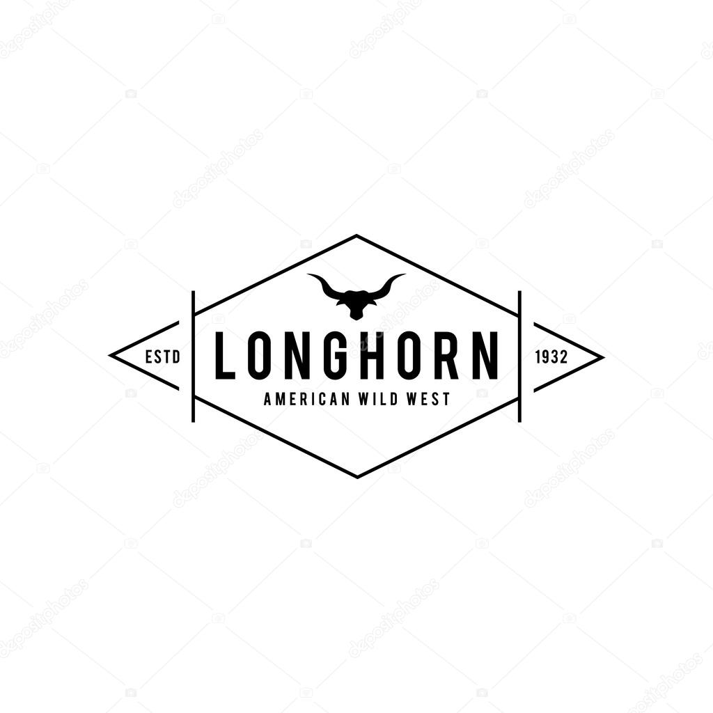 A great illustration for vintage and retro label of wild west, american denim, longhorn bull head.
