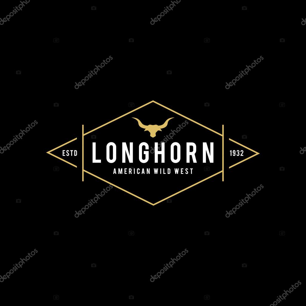 A great illustration for vintage and retro label of wild west, american denim, longhorn bull head.