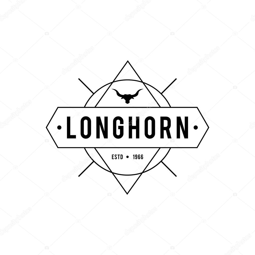 A great illustration for vintage and retro label of wild west, american denim, longhorn bull head.