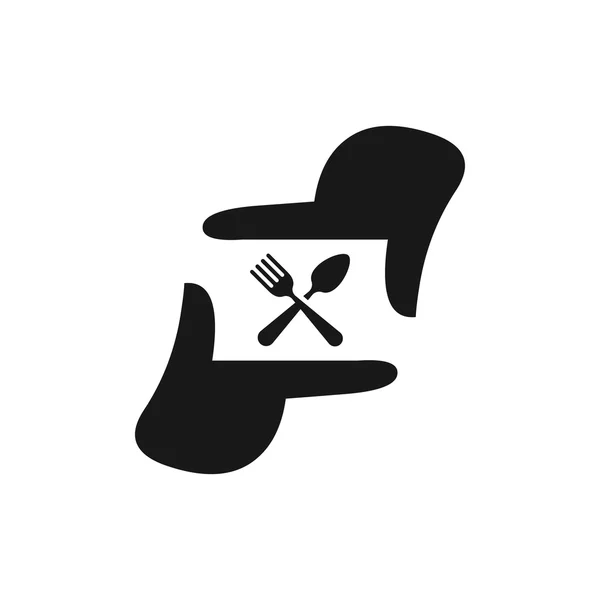 Шаблон логотипу фотографії, рука фотографа представляє камеру — стоковий вектор