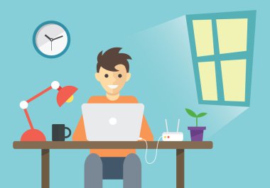 Benim çalışan Resepsiyon evde | İş hisse senedi illüstrasyon