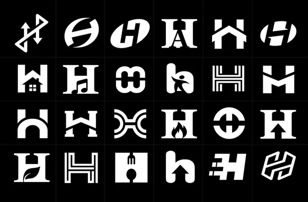 La mayor colección de logos vectoriales Carta H Logo Mega Paquete — Vector de stock