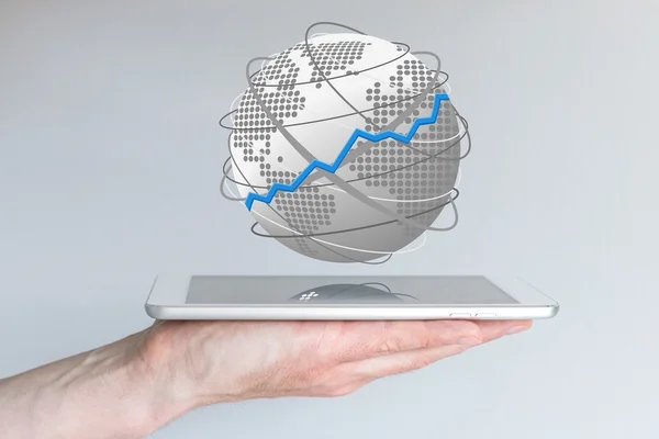 Concepto de aumento de ventas globales de dispositivos móviles como el teléfono inteligente —  Fotos de Stock