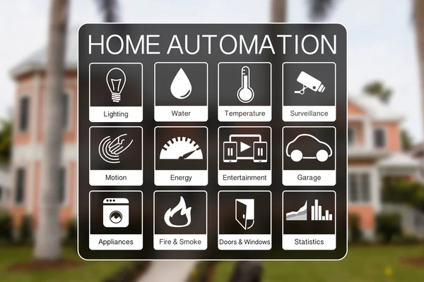 Iconos de domótica para controlar un hogar inteligente —  Fotos de Stock