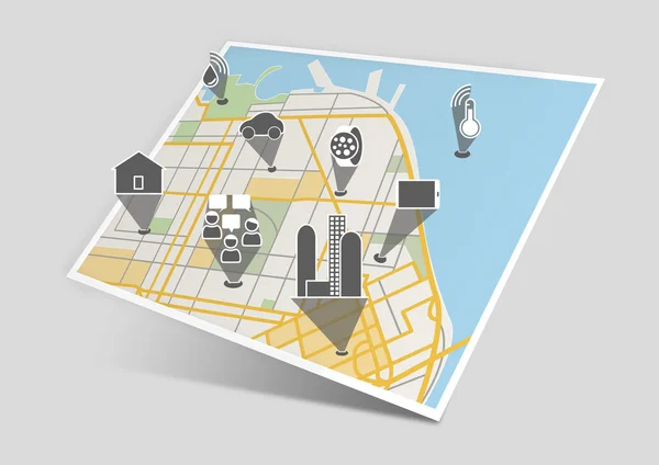 Internet of things connectivity with city map — Stock Photo, Image