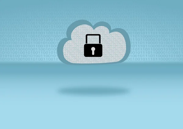 Big-Data-Cloud-Sicherheit symbolisiert mit schwarzem Schloss — Stockfoto