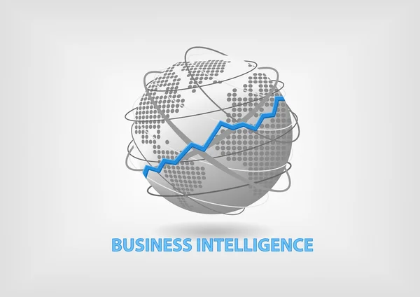 Business Intelligence (bi) Konzeptvektor mit Welt — Stockvektor
