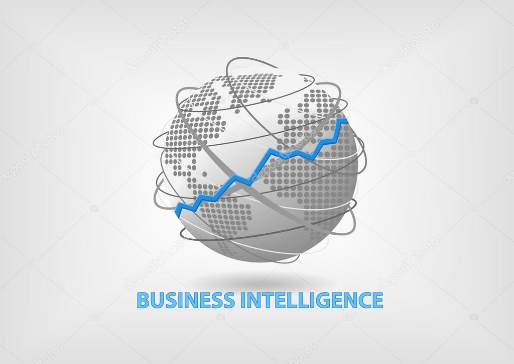 Business Intelligence (BI) concept vector with world