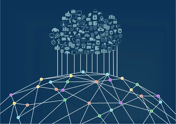 Το cloud computing συνδεδεμένοι με το world wide web — Διανυσματικό Αρχείο
