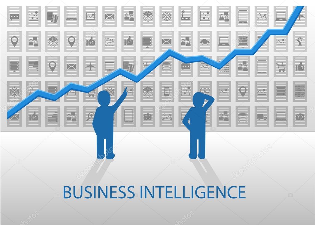 Business Intelligence illustration. Analyzing positive chart