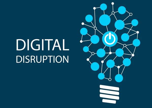 Concetto di interruzione digitale. Sfondo illustrazione vettoriale per l'innovazione tecnologia IT. Rappresentato da lampadina . — Vettoriale Stock