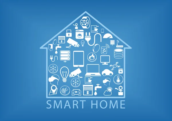 Smart Home vecteur illustration fond avec maison — Image vectorielle