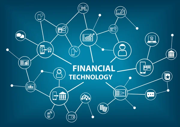 Concepto de Tecnología Financiera (Fin-Tech) como fondo de ilustración vectorial — Vector de stock