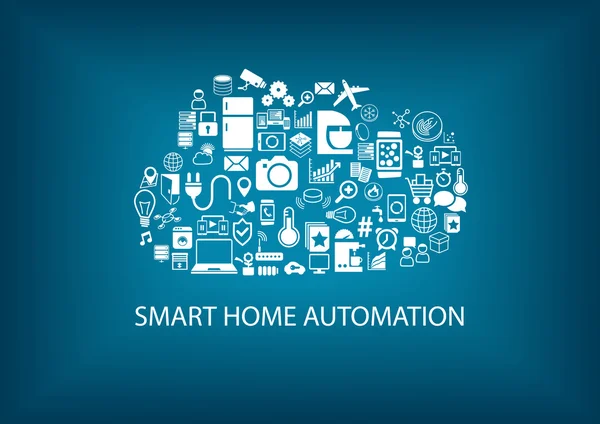 Domótica inteligente con computación en nube — Vector de stock