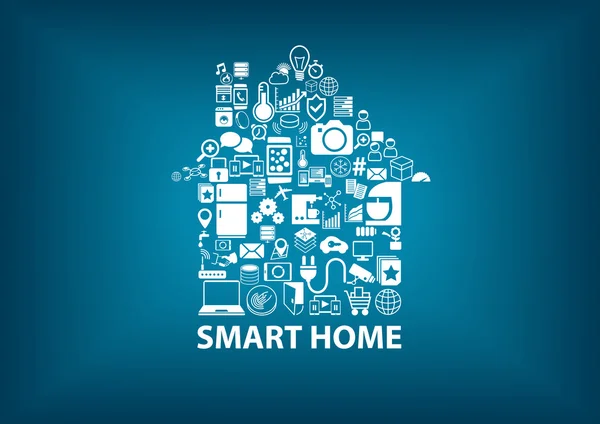 Smart Home vecteur illustration fond avec maison — Image vectorielle