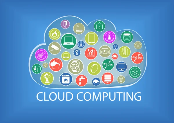 Cloud computing vector ilustración con internet de las cosas — Vector de stock