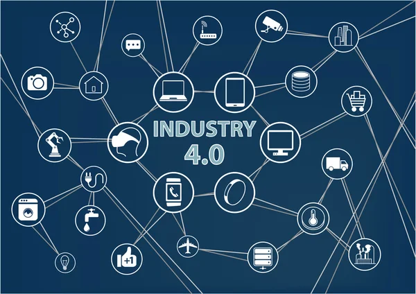 Průmysl 4,0 průmyslový Internet v pozadí věcí (IIoT) — Stockový vektor