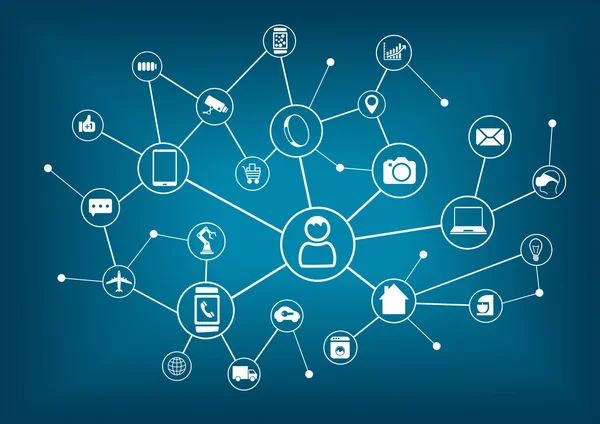 Internet de coisas de dispositivos unidos —  Vetores de Stock