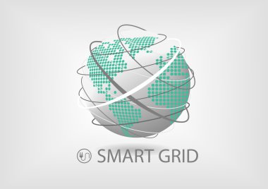 Smart power grid vector illustration with globe and lines clipart