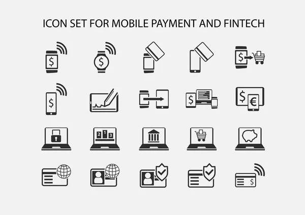 Simple vector icon set for mobile payment and electronic payment. — Stock Vector