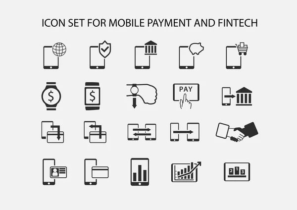 Einfaches Vektorsymbolset für mobiles Bezahlen und elektronisches Bezahlen. — Stockvektor