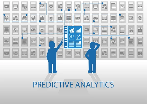 Predictive analytics illustration information dashboard — Stock Vector