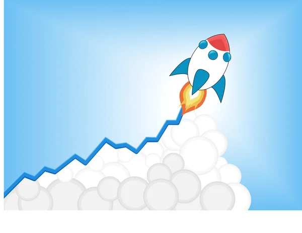 Pozytywny wzrost wykres wzrostu z rakiet infographic — Wektor stockowy