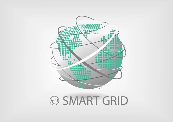 Smart Power Grid Vektor Illustration mit Globus und Linien — Stockvektor