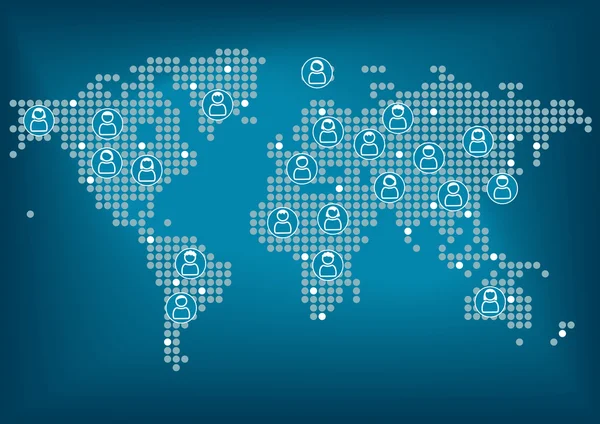 男性と女性の社会的なネットワークの世界地図。ベクトル. — ストックベクタ