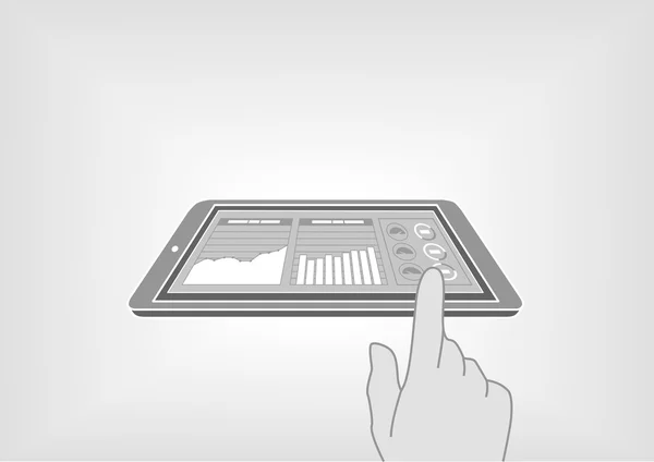 Informations au bout des doigts avec un téléphone intelligent à balayage manuel — Image vectorielle