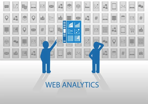 Web analytics kontrol paneli ile illüstrasyon vektör — Stok Vektör