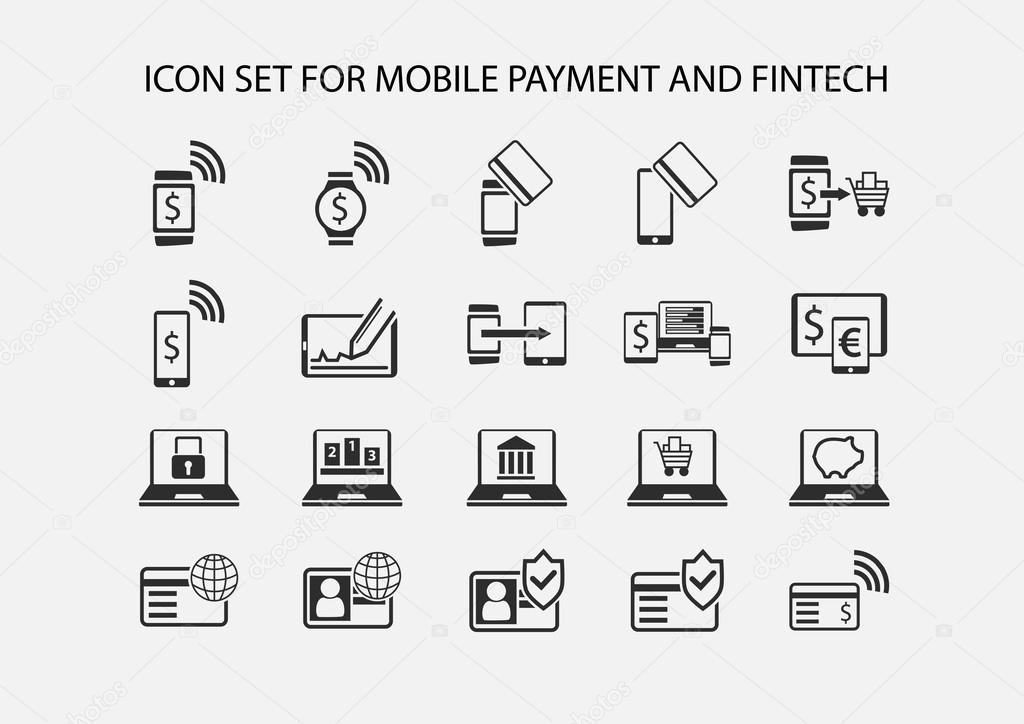 Simple vector icon set for mobile payment and electronic payment.
