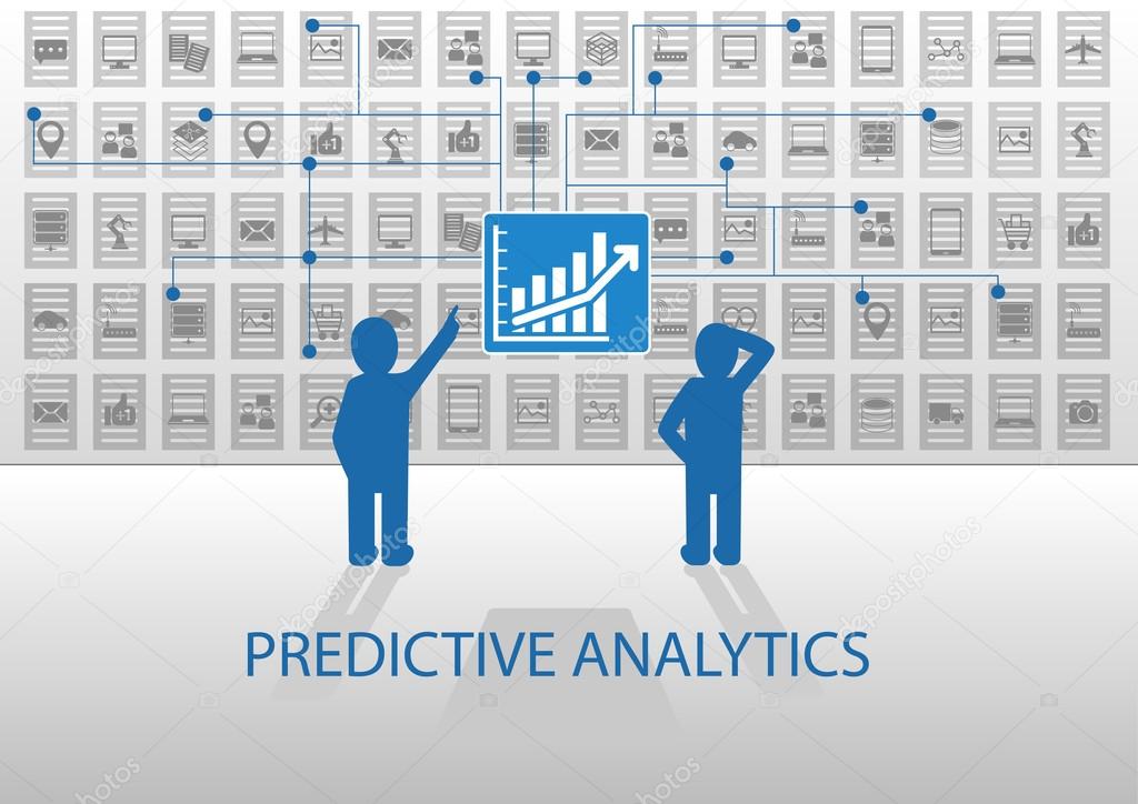 Web analytics vector illustration with two data analysts