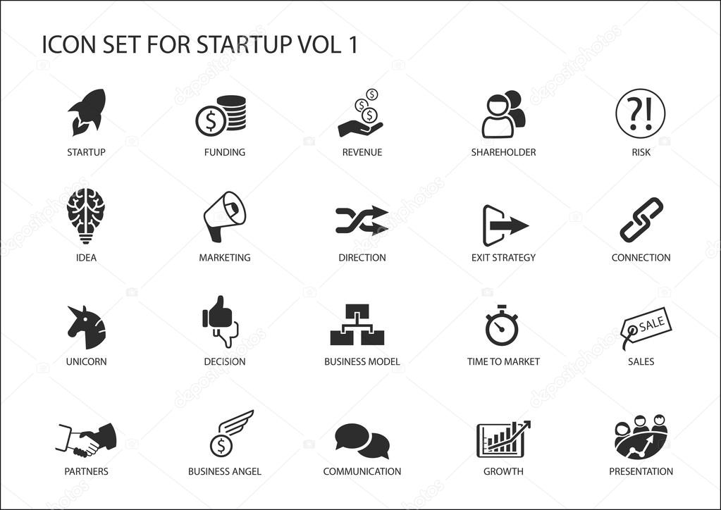 ícone De Cor De Empreendimento Conjunto Ilustração do Vetor