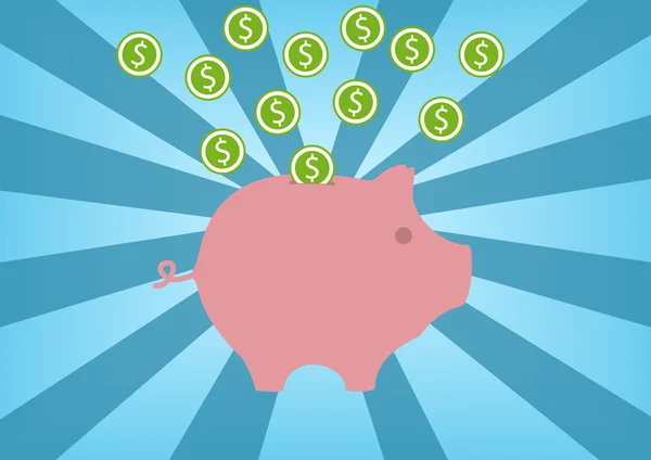 Concept van geld te besparen met vectorillustratie van piggy bank — Stockvector