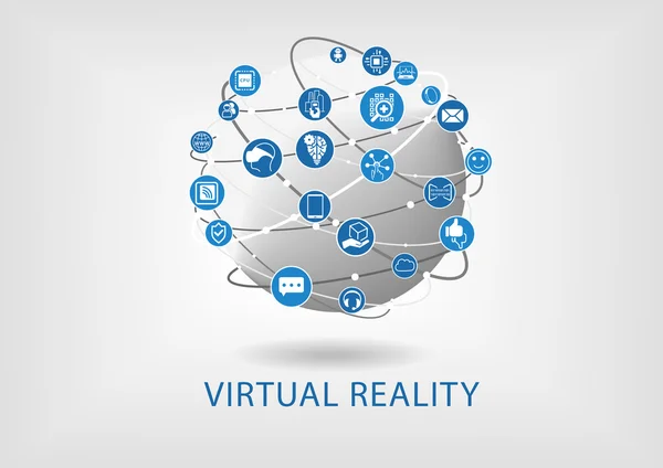 Infografía vectorial de realidad virtual y fondo — Vector de stock