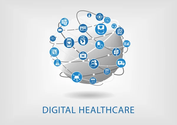 Infografik zur digitalen Gesundheitsfürsorge als Vektorillustration — Stockvektor