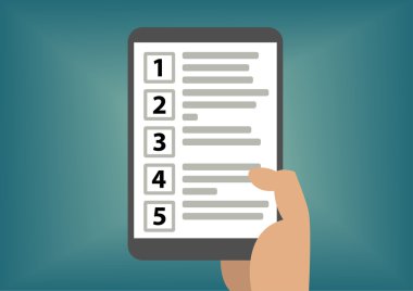 Tablet vektör çizim olarak tutan el ile öncelik sıralamasını kavramı