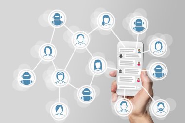 Anlık ileti akıllı telefon görüntülenen konseptiyle sohbet etmek