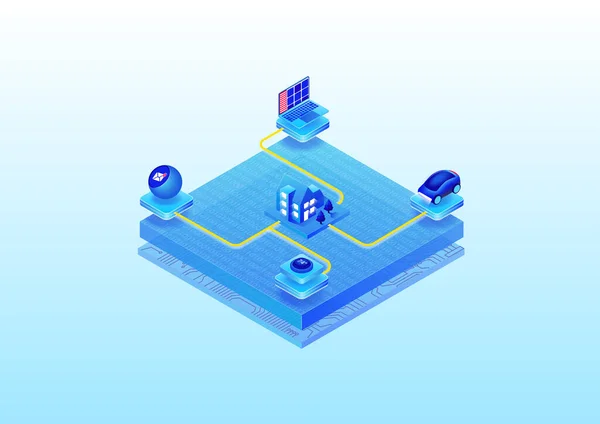 Conceito Automação Residencial Inteligente Digital Como Ilustração Isométrica Moderna —  Vetores de Stock