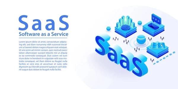 Saas Software Service Infographie Conceptuelle Illustration Vectorielle Isométrique Texte Saas — Image vectorielle