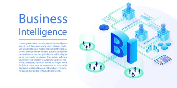 Business Intelligence Διάνυσμα Infographic Ευρεία Διάταξη Web Banner Σημειωματάριο Και — Διανυσματικό Αρχείο