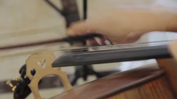 Vacker ung kvinna spelar cello. — Stockvideo